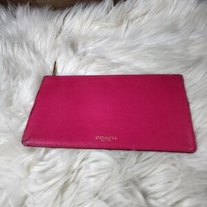 Coach Hot Pink Leather Zip Pouch